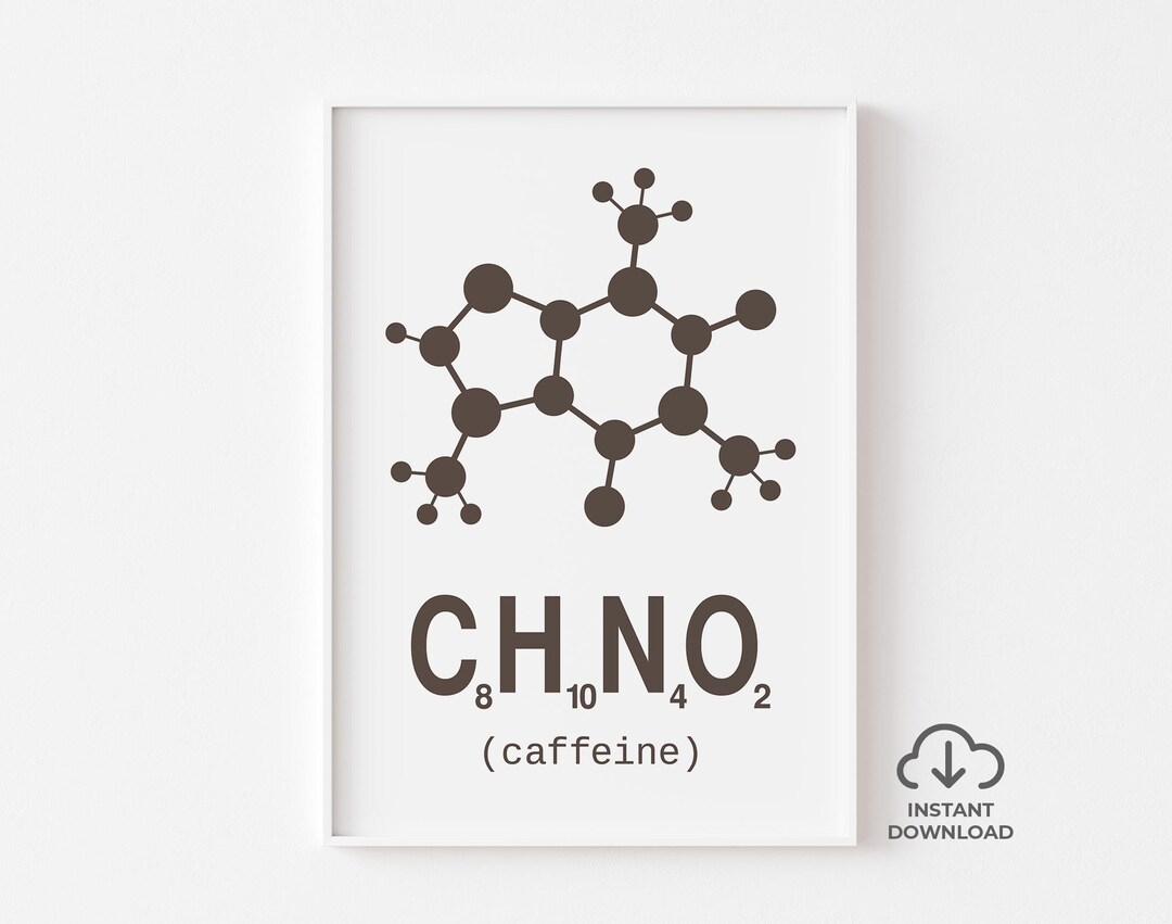 Caffeine Molecule Wall Art – Modern Science Print – Coffee Chemistry ...