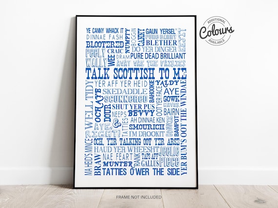Scottish Words and Phrases Print | Scotland Gift | Scottish Humour Wall Art | Expat Keepsake | Typography Art