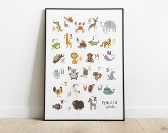 Personalised Animal ABC Print, Alphabet Print, Animal Alphabet print, Nursery Wall Art, Nursery Decor, Kids Room Decor