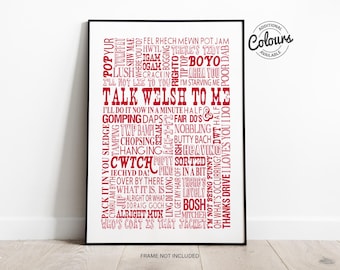 Welsh Words and Phrases Print | Wales Gift | Welsh Humour Wall Art | Cymru Typography Decor