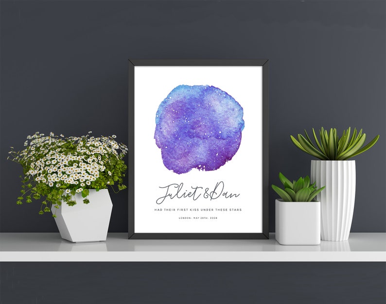 Star Map Night Sky Personalised Print, Celestial Gift, Wedding Gift, 1st Anniversary Gift , Engagement Gift, Valentine's Day Gift image 5