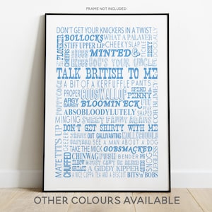 BRITISH Words and Phrases, British Sayings Wall Art, Typographical Print, Expat Gift Idea, English Slang, Humorous English Phrases