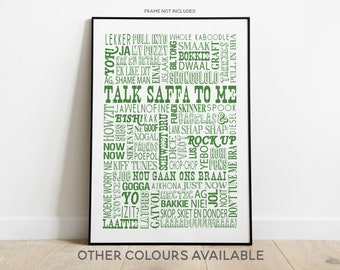 South African words and phrases print, SAFFA slang poster, South African gift idea, Typographical wall art, SA sayings