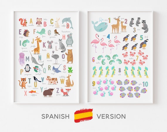 Spanish Educational Posters Setnursery Print Art for Spanish 