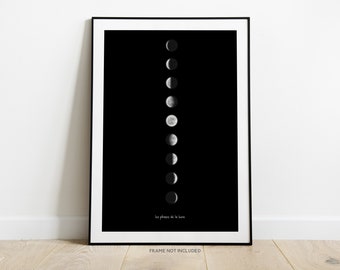 MOON PHASES Wall Art Print, Lunar Phases Poster, Phases of the Moon Print, Space Theme Décor, Gift for Moon Lover