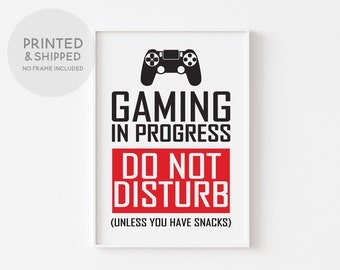 GAMING IN PROGRESS Wall Art Print, Gaming Poster, Gamer Wall Art, Game Room Décor, Gift for Boys, Boys Room Wall Art