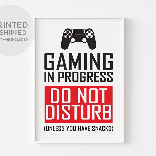 GAMING IN PROGRESS Wall Art Print, Gaming Poster, Gamer Wall Art, Game Room Décor, Gift for Boys, Boys Room Wall Art