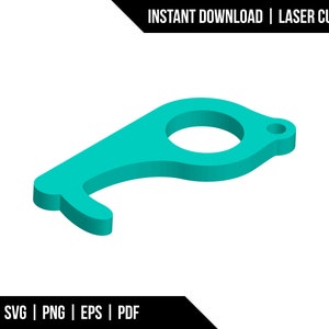Door handle button pusher personal protection device key chain - Digital Download - Laser Cut File