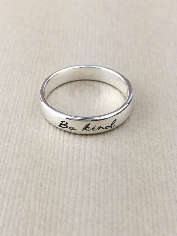4mm Be kind... Sterling Silver Ring Custom Personalized | Etsy