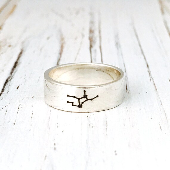Zodiac Ring /zodiac Jewelry/ 6mm925 Sterling Silver Band Ring Etsy