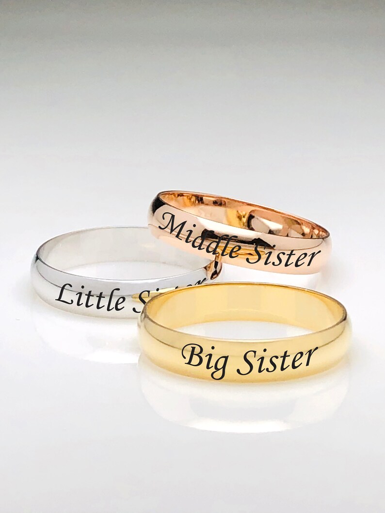 Big Sister Middle Sister Little Sister Ring/ Engraved Ring Etsy