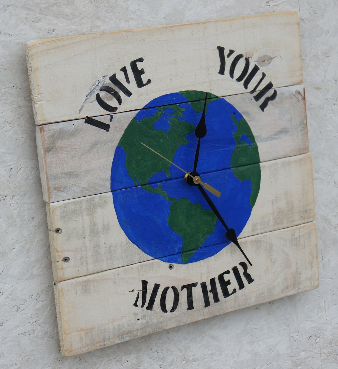 Love Your Mother Clock Clock Earth Clock Pallet Clock Wood Etsy