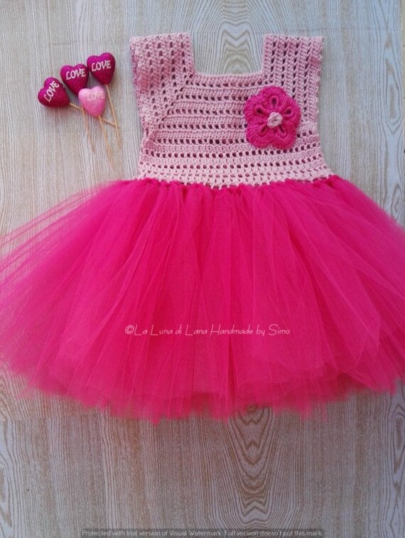 Abito bambina o neonata ad uncinetto e tulle abito per festa | Etsy Italia