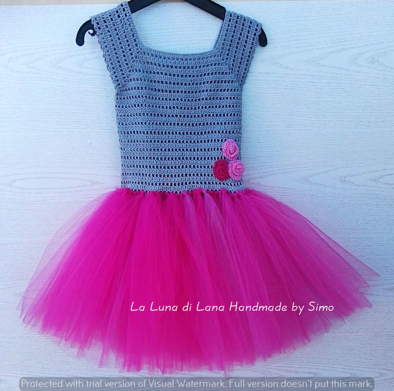 handmade baby dress Newborn crochet dress with tulle skirt perfect for ceremony birthday party and photo shoots