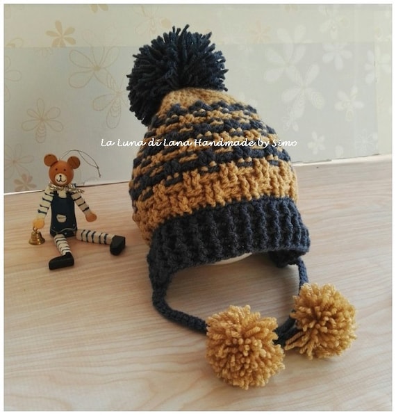 Cappello di lana con paraorecchie per bimbo cappello pon pon | Etsy Italia