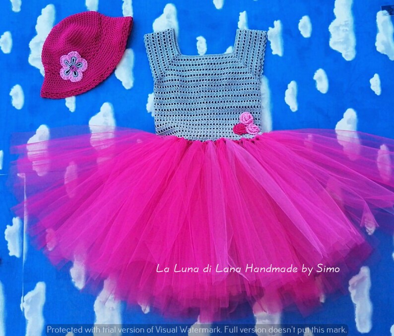 handmade baby dress Newborn crochet dress with tulle skirt perfect for ceremony birthday party and photo shoots