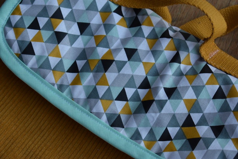 school bag mustard multicolored triangles velvet boy kindergarten binder backpack