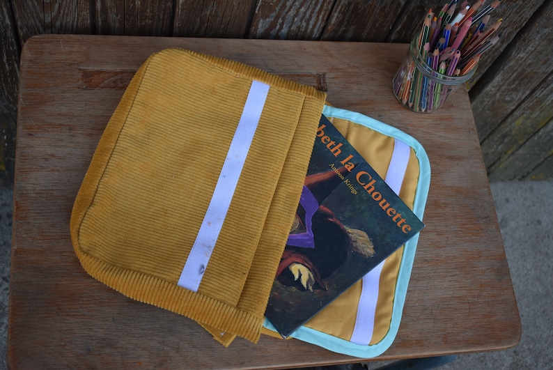 school bag mustard multicolored triangles velvet boy kindergarten binder backpack