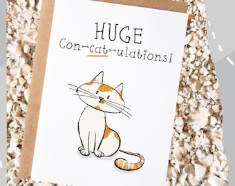Enormes con-cat-ulaciones - Tarjeta de felicitación de gato - Oh Erik