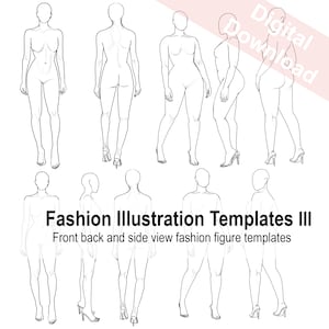 Front & Back Realistic Fashion Figure Templates | 5 pieces templates bundle
