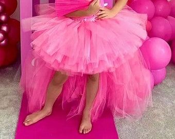 Shimmer Barbie Pink Tutu, High/Low Tutu, Shimmer Tutu, High Low Tutu, Girls Birthday tutu, Hot Pink Tutu, Barbie Pink Tutu,