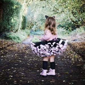 Black and Baby Pink Tutu, Black and Pink Ribbon Edge Tutu, Black and pink birthday, Halloween Tutu, Cat Tutu, Black Tutu, Puffy Tutu