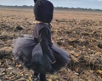 Full black Puffball Tutu, Black Tutu, Birthday Party, Girls Party Tutu, Halloween Tutu, witch tutu, black cat tutu, Wednesday Tutu