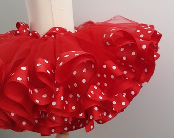 Red polka dot tutu, Minnie Mouse Tutu, Mickey Mouse Ribbon Tutu, Ribbon Trim Tutu, Minnie Tutu, Disney Tutu, Toodles Tutu, Polka Dot Tutu