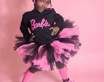 Black & Pink Extra Fluffy Puffball Tutu, Barbie Tutu, Extra puffy Tutu, Black and Pink Tutu, Barbie Party, Hot Pink Tutu, Bright Pink Tutu