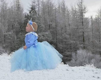 Frozen Princess Full Length Tutu, Snowflake Tutu, Ella Tutu, Blue and white Tutu