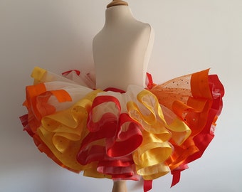 Moana Inspired Tutu, Moana birthday, Moana Outfit, Disney Party, Ribbon Edge Tutu, Ribbon Trim Tutu, Orange yellow and red tutu,