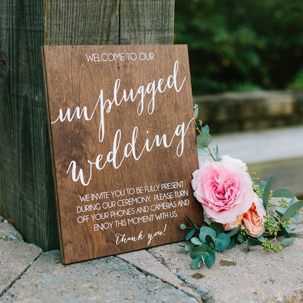 Unplugged wedding sign, unplugged ceremony sign, unplugged wedding, unplugged ceremony, wedding sign, wood sign, wood wedding sign UNP006