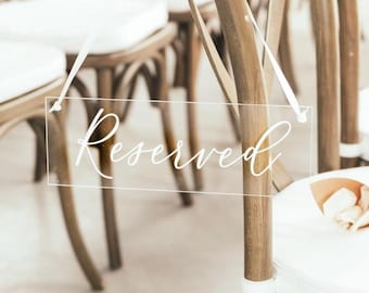 Reserved Sign, Wedding Reserved Sign, Reserved Wedding Sign, Gold Reserved Chair Sign, Reserved Table Sign, Acrylic Wedding Sign, RES000-nc