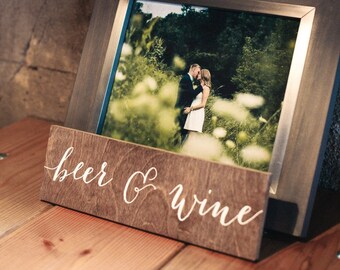 Beer and Wine Sign - Wooden Wedding Signs - Wood -nc