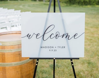 Wedding welcome sign, acrylic wedding sign, wedding signs, acrylic wedding signage, custom acrylic sign, last name, engagement gift WEL006