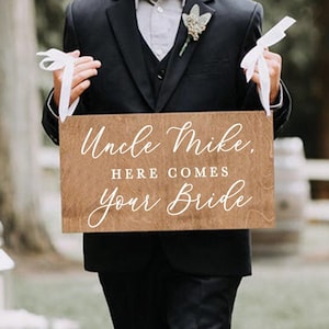 Here comes the bride sign, wedding signs, ringbearer sign, wedding sign, wooden wedding signs, your girl, don&#39;t worry ladies, wood HCB004