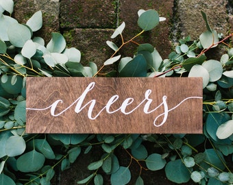 Cheers sign, wedding cheers sign, wedding bar sign, bar sign, wood cheers sign, wood bar sign, wood wedding signs, wooden wedding signs -nc