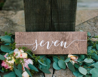 Table numbers for wedding, custom wedding wood table numbers, personalized, rustic, calligraphy, themed table numbers, wood wedding signs-nc