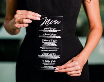 Acrylic Menu, acrylic wedding menus, lucite wedding, wedding menus, acrylic dinner menu, menus, acrylic wedding signs -in