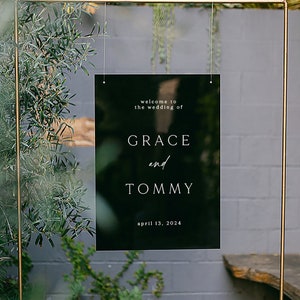 Wedding welcome sign, acrylic wedding sign, wedding signs, acrylic wedding signage, custom acrylic sign, last name, blush green blue WEL037