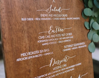 Wedding Menu Sign, wedding dinner menu, menu board, wood menu sign, food sign, bar menu, menu wedding,  wooden wedding signs -cp
