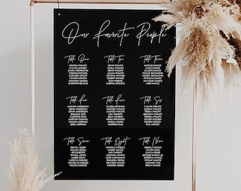 Wedding Seating Chart Sign, Acrylic Escort Boards, Seating Board, Acrylic Wedding Signs, Lucite modern wedding decor seating chart CHT000-cp