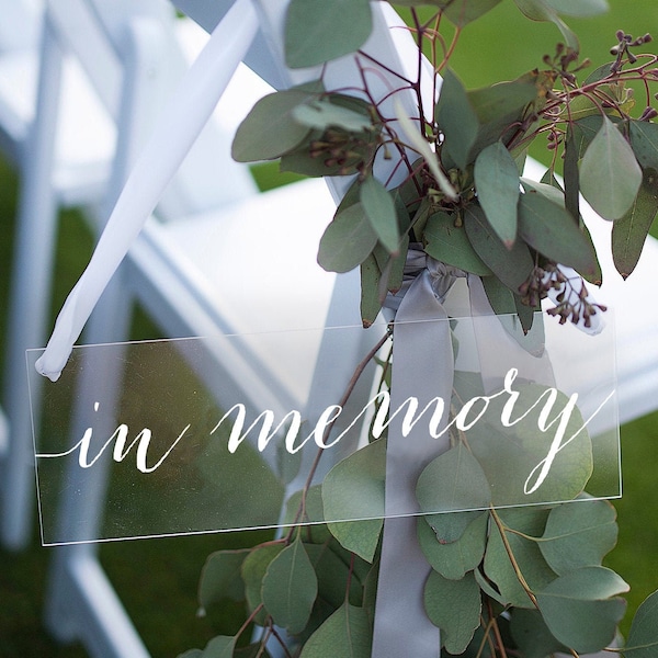 In memory sign, acrylic wedding memory sign, Wedding Reserved Sign, chair sign, hanging memory sign, acrylic wedding sign, wedding MEM002-nc