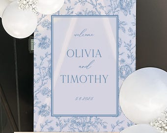 Wedding welcome sign, toile acrylic wedding sign, floral wedding signs, acrylic wedding signage, custom toile acrylic sign floral TOI001