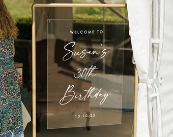 Birthday welcome sign, 50th birthday welcome sign, acrylic birthday sign for easel, 21st birthday sign, happy birthday decorations HBD001