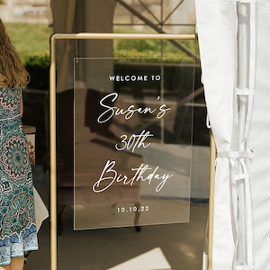 Birthday welcome sign, 50th birthday welcome sign, acrylic birthday sign for easel, 21st birthday sign, happy birthday decorations HBD001