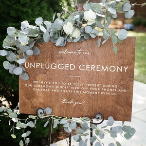 Unplugged wedding sign, unplugged ceremony sign, unplugged ceremony, wedding sign, wood sign, wedding sign, rustic modern wedding decor -nc