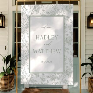 Wedding welcome sign, toile acrylic wedding sign, floral wedding signs, acrylic wedding signage, custom toile acrylic sign floral TOI001