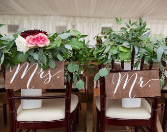 Mr and Mrs Signs, Mr and Mrs Chair Signs, Mr and Mrs, Mr Mrs Table Sign,  Wooden Wedding Signs, Mr Mrs signs, Mr Mrs chair signs -nc