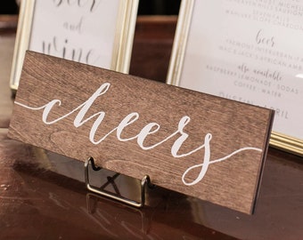 Cheers sign, wedding cheers sign, wedding bar sign, bar sign, wood cheers sign, wood bar sign, wood wedding signs, wooden wedding signs -nc